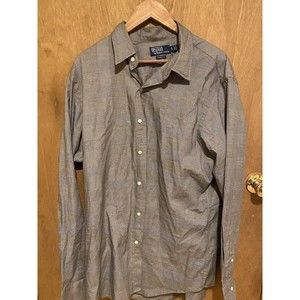 Polo Ralph Lauren Button Down Long Sleeve Shirt, Gray XL Classic Fit